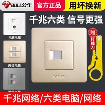 Bull 6 Class 6 Network Panel Computer Network Port 86 Type Conceal Gigabit Single Port Double Port Network Cable Network Box Socket