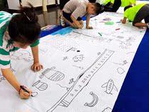 Hundreds of meters painted curly colored long curly custom children Graffiti canvas festival School large outdoor activities with pictorial lines