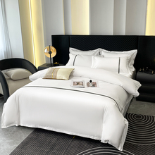 酒店风床上用品四件套白色宾馆民宿床单被套含枕芯被褥床笠一整套