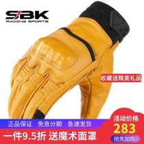 SBK Small Sheepskin Motorcycle Retro Gloves All Season Locomotive Riding Warm Men And Women Gloves Anti-Fall Rider Touch Screen