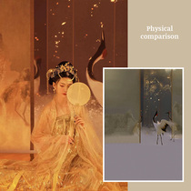 Tang Palace Night Banquet Fairy Crane Background Cloth Ancient Hanfu Themed Imitation Hand-painted Oil Painting Background Cloth Movie photo cloth personal write True record photo Chinese photo spray curtain cloth