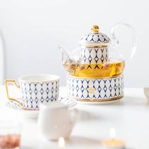 Flower teapot suit household ceramic candlestick heated glass cooking teapot fruit pot English afternoon tea set