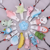 Cartoon Ceramic Mouth Whistle Able To Blow Children Toy Necklace Kindergarten Birthday Gift Scenic Spot Land Spread Source Pink Pig