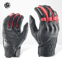 Starknight Rider Motorcycle Gloves Locomotive Riding Protection Mountain Goat Leather Carbon Fiber Palm Comfort Breathable Four Seasons