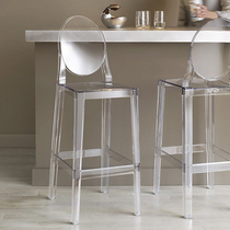 Transparent Bar Chair Nordic Light Lavish Bar Club Chair Casual High Leaning Back Chair Creative High Footstool Crystal Acrylic Stool