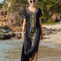Embroidery Beach Cover up Saida de Praia Swimsuit Women Biki