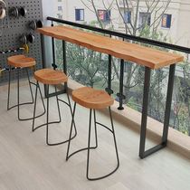 Solid wood bar table and chair long tablemilk tea shop leisure table coffee table hamburger fast table wall narrow table