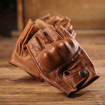Flow Garage original summer short leather leather retro half-finger motorcycle motorcycle Harley protective riding gloves