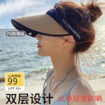 Sun hat woman broadened double-sided sun protection cap summer sun protection UV breathable air-roof solar straw hat