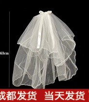Light veil veil certificate headdress marriage Chaoxian Sen is a marriage proposal net celebrity photo props vibrato with the same bow poncho
