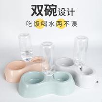 Spot Automatic Feeder Dog Basin Plastic Pet Double Bowl Eating Drinking Water A Bowl of Double Dog Bowl Kitty Pet Bowl