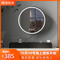 Light luxury gun gray stainless steel led vanity mirror smart stretchable rotary table bedroom log vanity mirror