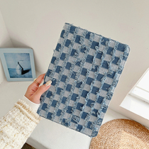 Denim plaid is suitable for 2021iPad protective cover pro retro art mini6 apple air5 niche anti-fall shell