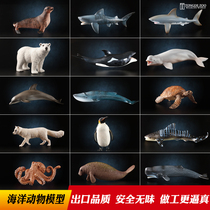 Genuine toy simulation animal model marine life shark whale dolphin Penguin sea turtle crab ornaments children