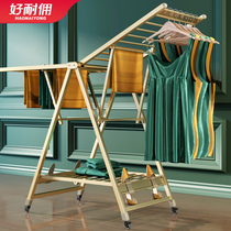 Drying rack floor folding indoor cool clothes rack household balcony aluminum alloy wheel moving Quilt drying rack