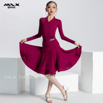 Mulanshey childrens national standard dance professional competition test class to Latin dance girls long sleeves require practice of the 8902
