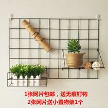 Net Red Plaid Wall Doll Ins photo Iron frame net background wall frame Decorative Shelf Creative Hanging wall Previous