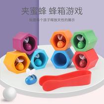 New wooden childrens fun jammer bee game toddlers practice taking chopsticks color pairing puzzle toys
