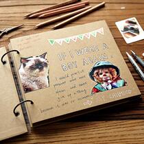 Retro kraft paper diy album large loose-leaf hand-pasted Korean couple baby classmate record album