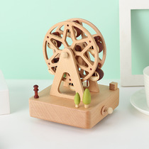 Music Box Octaonic Box Wood Solid Wood Skyscraper Sky City Swivel Carousel Creative Gift Handicraft Swing Piece