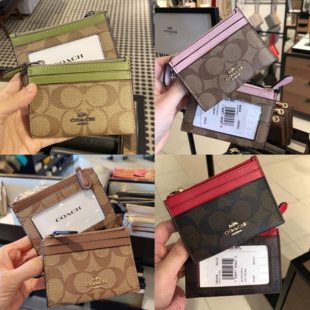 [coach蔻驰钱包女士钥匙圈小卡包拉链钥匙扣证件位卡夹创意零钱包]