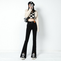 HRZK Black Forklift Jeans in 2022 new blast high waist tight slim slim horn pants