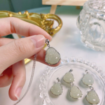 XLF Hetian jade sterling silver necklace female jade pendant Maitreya laughing Buddha collarbone chain honmei year mother gift