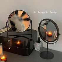 High-value ins wind small mirror makeup mirror desktop can stand portable home desktop dressing mirror princess double-sided mirror