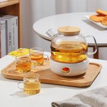 Glass flower teapot set candle heating tea stove fruit tea health thickening filter around the stove afternoon tea tea set