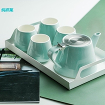 Nordic ceramic flower tea kettle set with teacup combined minimalist household teapot to make teapot resistant to high temperature