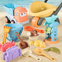 Childrens beach toy car baby playing water digging sand tool hourglass shovel bucket beach sand pool set