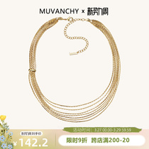 Continental spot plating 18k gold double - layer chain stream Su multi - layer necklace French vintage light luxury high - quality sense