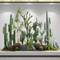 Simulation cactus potted tropical plant landscaping shopping mall shop window bionic fake green plant large floor-to-ceiling decoration