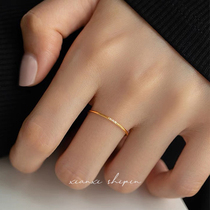 Very fine non-fading ring light luxury niche 18K exquisite 3 Diamond simple ring fashion personality ring female