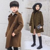 Wool coat Girls winter new childrens double-sided wool slim Korean version of the long boy coat big boy