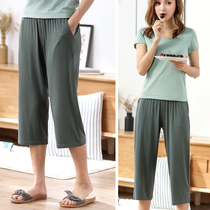 Lan Jealous Summer Thin models Modale cotton Seven Pants Shorts Loose big code Fat MM Home pants Young ladies Sleeping Pants