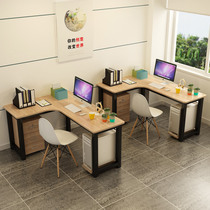 Staff desk simple home single stainless steel corner card holder double seat modern computer desk four people