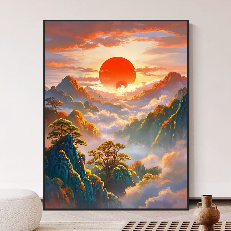 手绘油画日出风景-手绘油画日出风景促销价格、手绘油画日出风景品牌- 淘宝