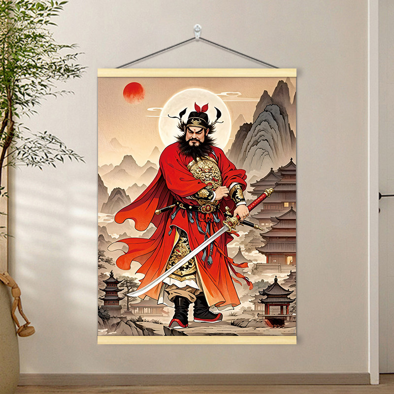 吴道子 钟馗図》 中堂掛軸 鑑賞用 宣紙装裱／魔除け・開運飾り 鑑賞用 中堂掛軸 钟馗図》 吴道子 宣紙装裱／魔除け・開運飾り 淘宝 吴
