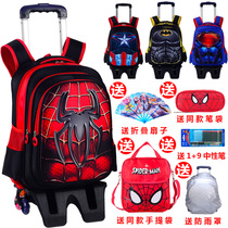 Spider-man trolley school bag for primary school students 1-2-3-6th Grade Kid Boy Captain America Backpack 6-12 years old 8