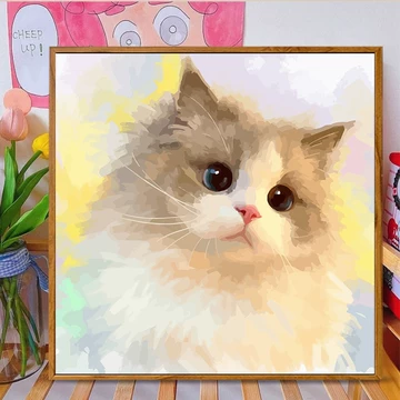 油彩画　猫 数字油画小猫咪-数字油画小猫咪促销价格、数字油画小猫咪品牌- 淘宝