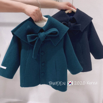 Korean children's clothing girls woolen coat 2021 autumn and winter foreign style cashmere padded warm long loose coat