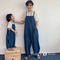 Cavity tune ~ special pro-child dress Korean boy clothing 22 Summer foreign air female clothing fashion loose denim back belt pants