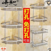 Bathroom rack three floors 3 floors non-perforated toilet wall-mounted toilet wall-mounted toilet triangle corner frame