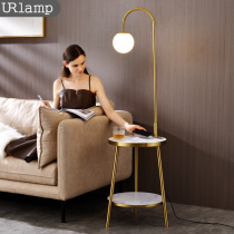 Light luxury vertical floor lamp Nordic design sense bedroom living room sofa side shelf integrated coffee table floor lamp