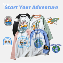  Autumn new product]mipo childrens fun printing T-shirt raglan sleeve bottoming top small and medium-sized boys and girls baby long-sleeved