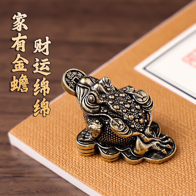 金蟾銅斗 開運 招財 装飾品 工芸品美術品 置物 置物 細工銅製 金蟾高彫 銅虫刻印 開運置物N