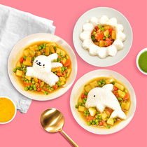 Childrens baby rabbit dolphin rice ball mold four-piece set Japanese cartoon lunch bag rice ball diy artifact