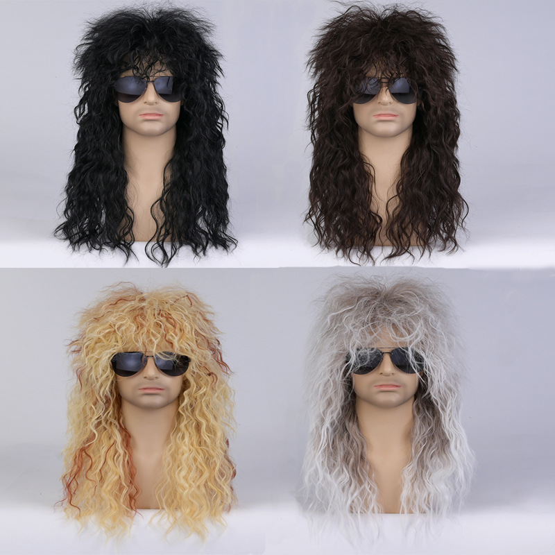 Commerce extérieur mendiant perruque cheveux longs rouleaux scène Halloween Blast hommes cheveux moelleux Calling Flower maniac full Headset