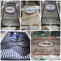 Stainless steel fake landscape screen living room entrance hollow light luxury Nordic new Chinese style simple grille grid partition